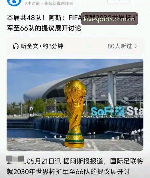 奇异果体育免费直播 2030世界杯扩军66队计划详解:中国男足迎来绝佳机会